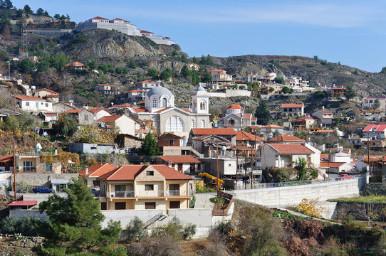 Sunny day in the mountain village of Cyprus