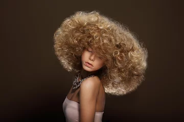 Fototapeten Portrait of Young Woman with Futuristic Hairdo © gromovataya