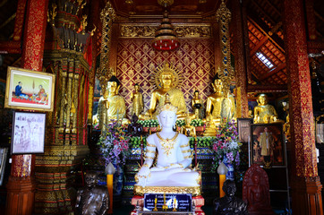 Inside of Church and Buddha Statue of Wat Phra Sing