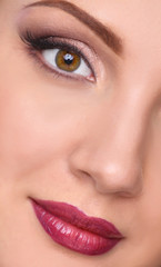 Close up portrait of beautiful young woman face