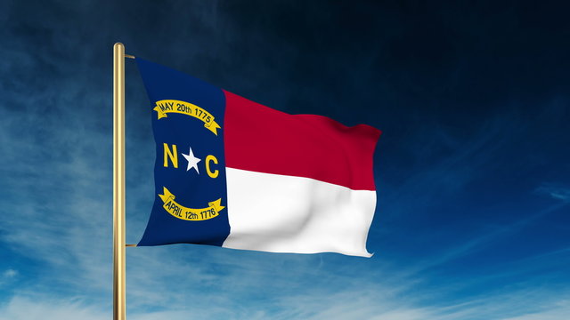 north carolina flag slider style. Waving in the win with cloud