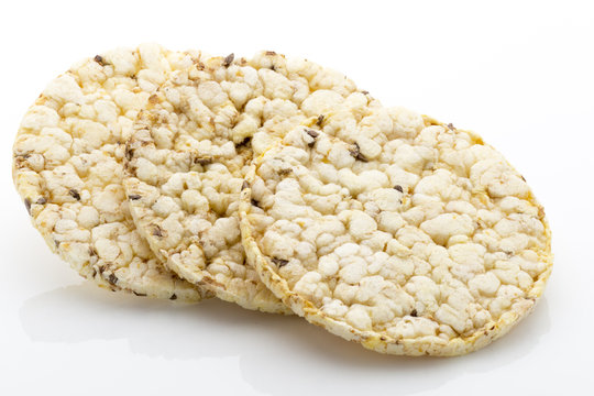 Corn crackers on the isolated white background.