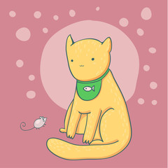 Lovely red cat on pink