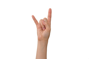 Young Lady's Right Corna Hand Sign