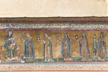 Mosaic facade of Santa Maria in Trastevere church in Rome
