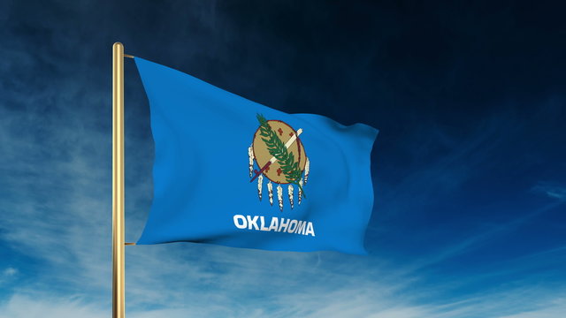 oklahoma flag slider style. Waving in the win with cloud