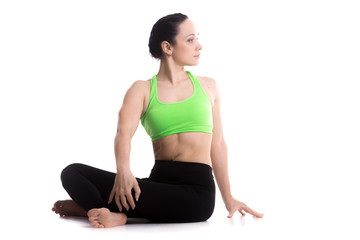 Revolved easy yoga pose