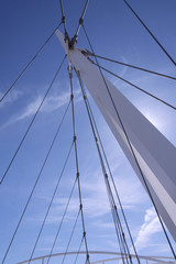 Detail of an asymmetrical cable-stayed bridge