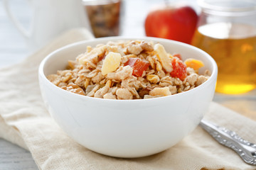 Granola and muesli in a bowl