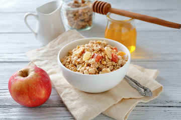 Muesli with nuts in a bowl