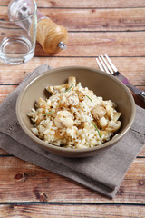 Risotto with mushrooms in a bowl