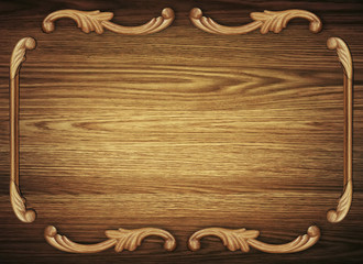 Wooden texture with decorative antique pattern