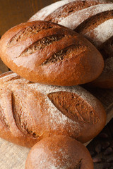 Fresh dough in flour with rye bread