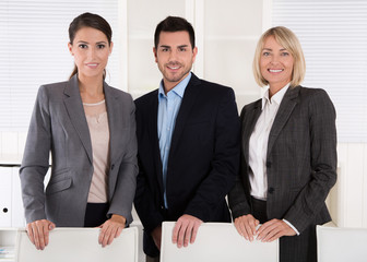 Erfolgreiches Business Team männlich weiblich in einer Gruppe - obrazy, fototapety, plakaty
