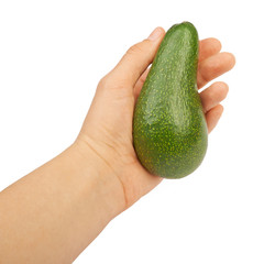 Avocado in hand isolated on white background
