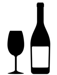 champagne bottle and glass