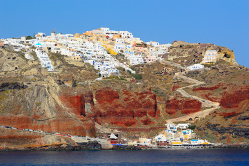 Obraz premium Oia as seen from the volcanic caldera, Santorini