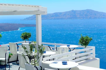 Selbstklebende Fototapete Santorini Luxus und Schönheit in Santorini, Griechenland.