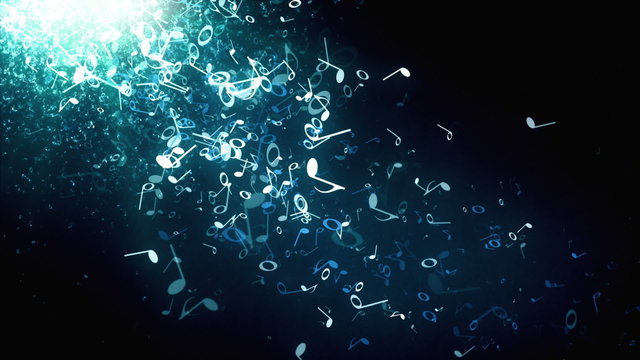 Musical Notes Blue Falling