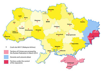 ukraine map. events 2014-2015 - obrazy, fototapety, plakaty