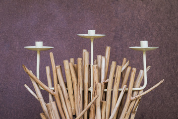 Wooden sculpture applied to be candlestick