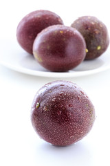 passion fruits on the white background