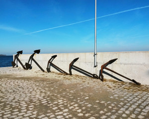 Anchor in sea pier