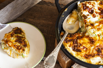 casserole of rice, vegetables and zucchini