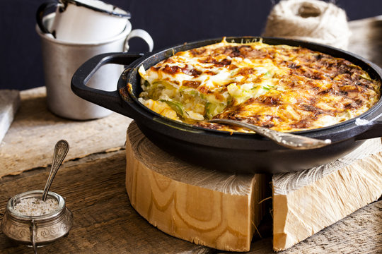casserole of rice, vegetables and zucchini