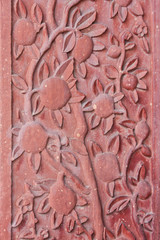 Architectural detail of carved flowers at Fatehpur Sikri palace