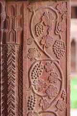 Grapes carved at Fatehpur Sikri palace in Agra, Uttar Pradesh,