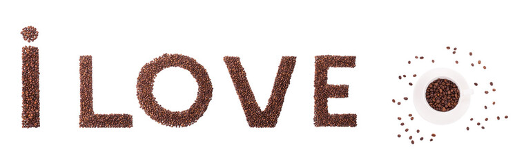 coffee letters isolated