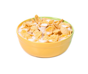Bowl of corn flakes isolated