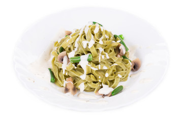 Pasta tagliatelle with green peas