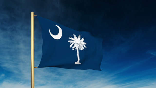 south carolina flag slider style. Waving in the win with cloud