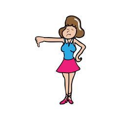 Woman thumb down cartoon
