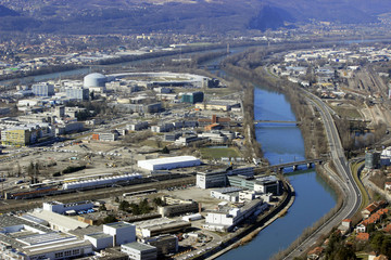 Obraz premium View of synchrotron in Grenoble from the Bastille