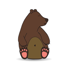 Hand drawn cartoon brown bear.