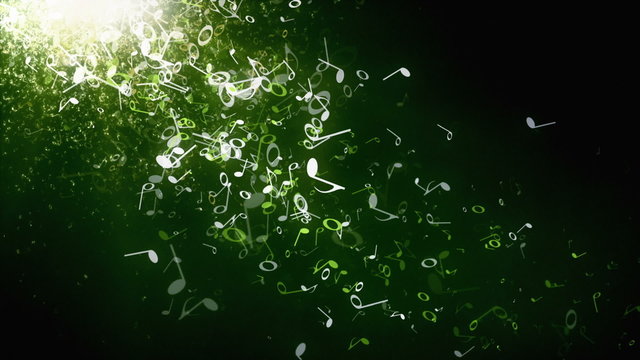 Musical Notes Green Falling