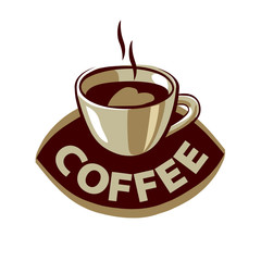 vector logo cups of black coffee with heart