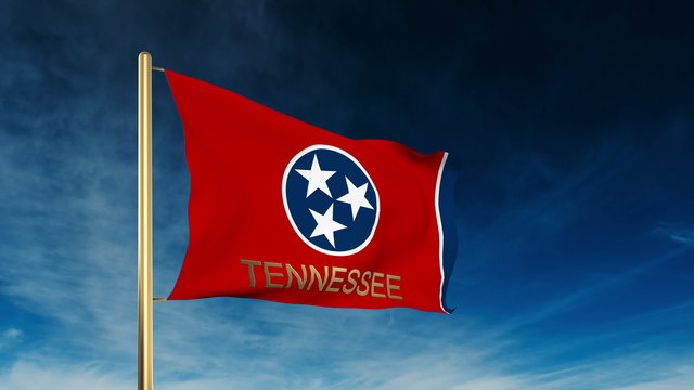 tennessee flag slider style with title. Waving in the wind with
