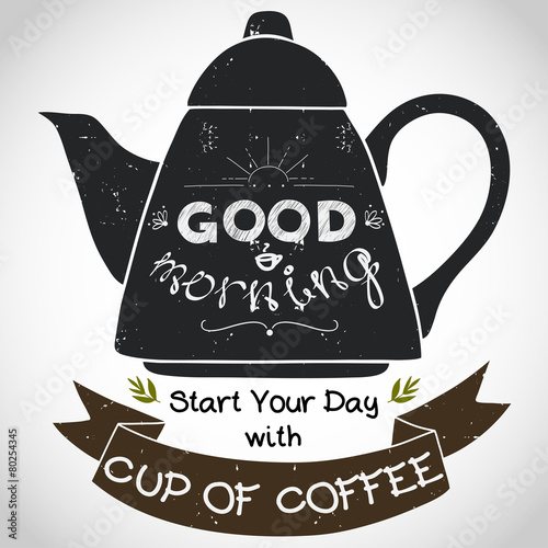 Coffee Pot Silhouette And Good Morning Lettering Stock Image And Royalty Free Vector Files On 