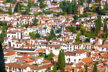 Fototapeta na wymiar The Albaicin neighborhood seen from the Alhambra de Granada