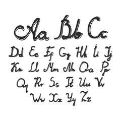 set of watercolor handwriting font