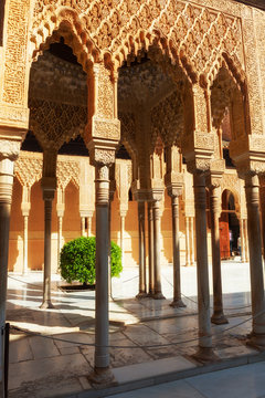 Alhambra de Granada. Gallery in the Court of the Lions