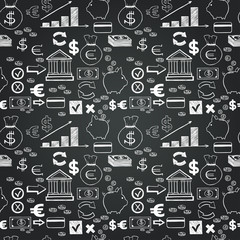 Money doodles seamless pattern