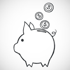 Piggy bank. Hand drawn doodle