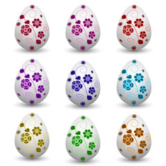 Easter eggs with floral ornament and shadow