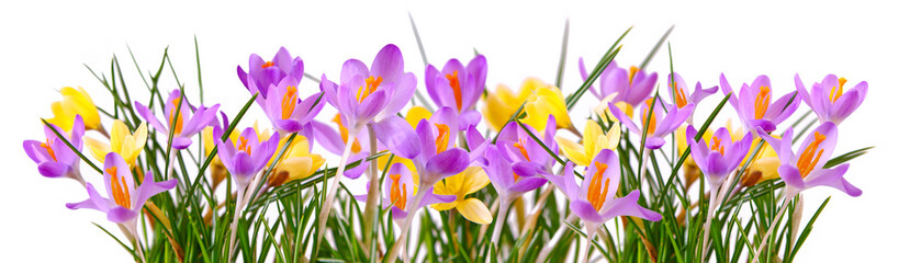 Colorful crocuses isolated .