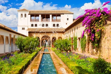 Cercles muraux Fontaine Alhambra de Grenade. Fontaine et jardins du Generalife